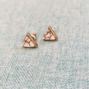 Triangle Stud Earrings White Marble
